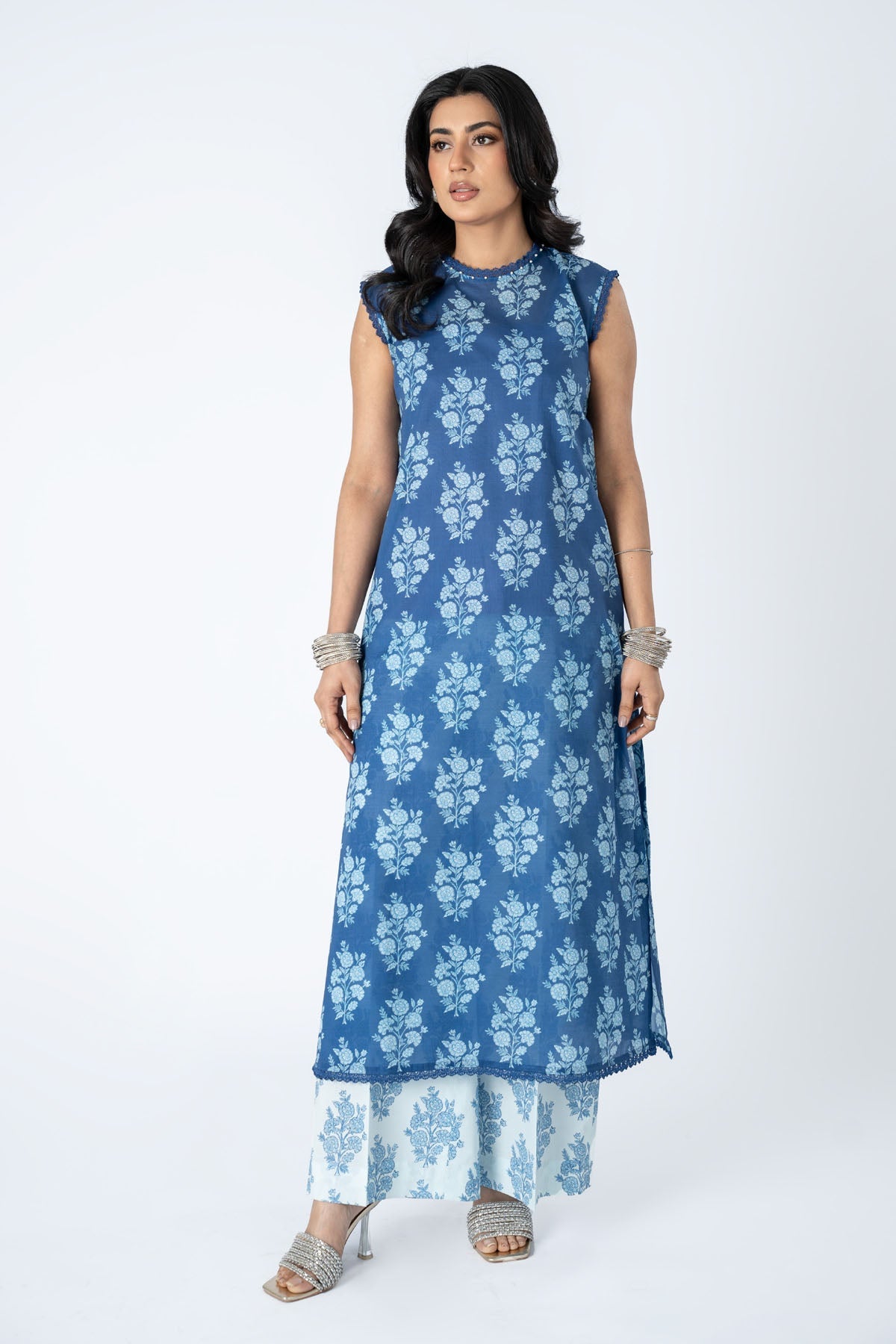Printed Blue Lawn 2-Piece Unstitched Suit by The Fabric Store