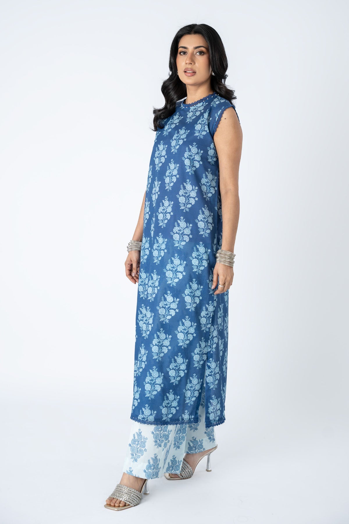Printed Blue Lawn 2-Piece Unstitched Suit by The Fabric Store, photo 4