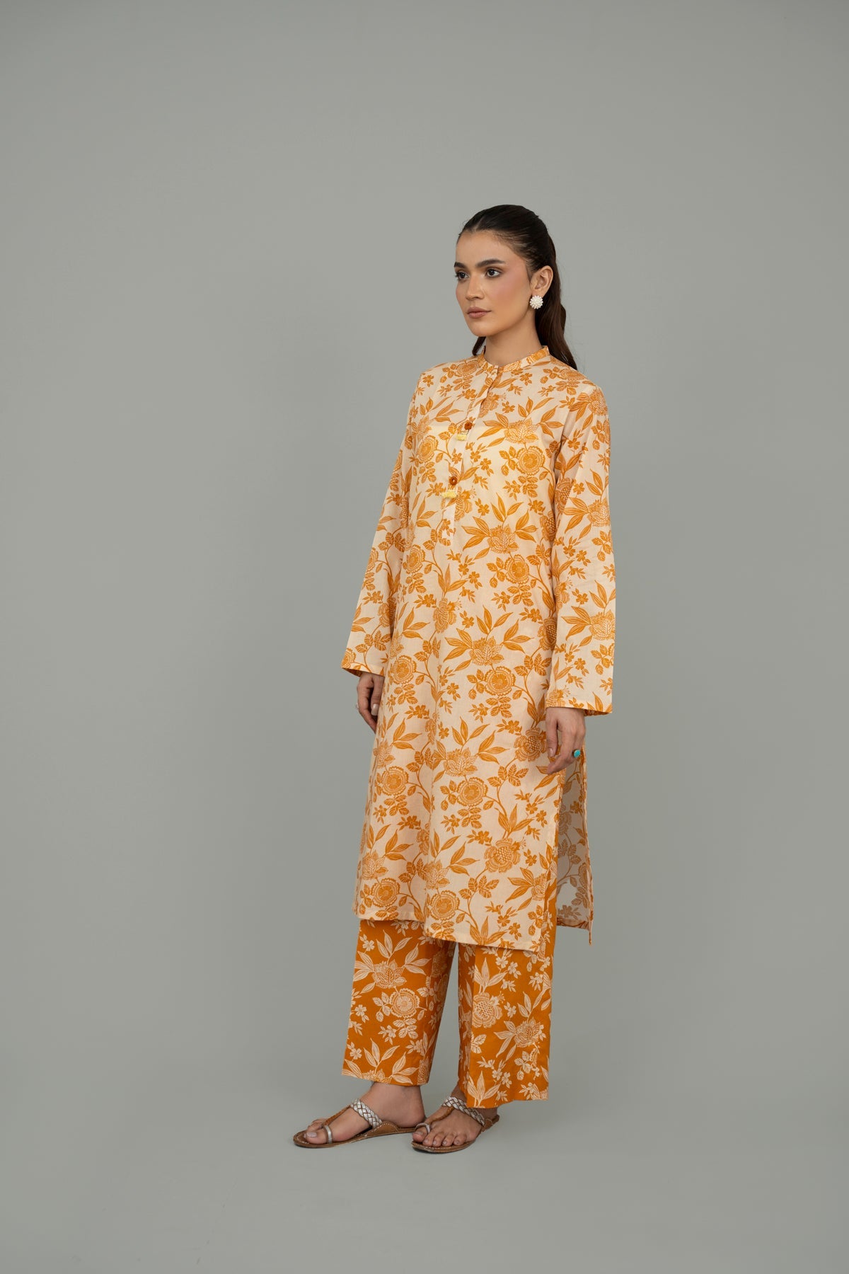 Printed Orange Lawn 2-Piece Pret Suit by The Fabric Store, photo 2