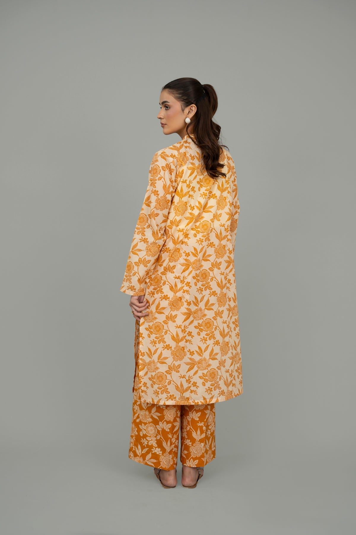 Printed Orange Lawn 2-Piece Pret Suit by The Fabric Store, photo 3