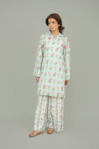 Printed Aqua Lawn 2-Piece Unstitched Suit by The Fabric Store