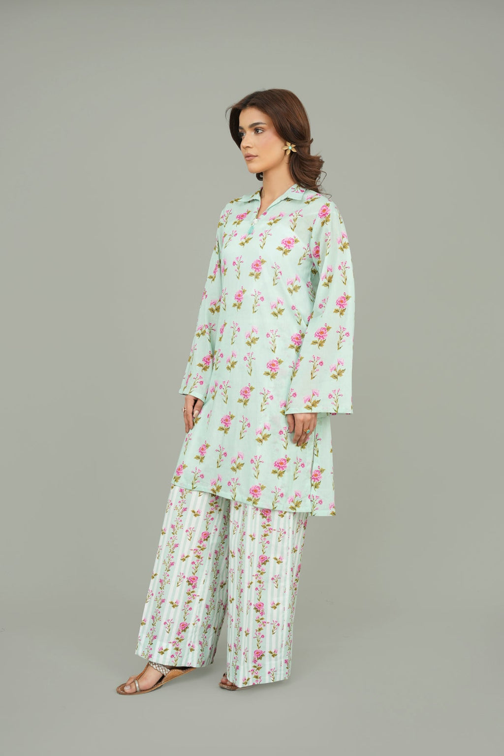 Printed Aqua Lawn 2-Piece Unstitched Suit by The Fabric Store, photo 2
