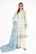 Printed O White Lawn 3-Piece Unstitched Suit by The Fabric Store