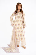 Printed White Lawn 3-Piece Unstitched Suit by The Fabric Store
