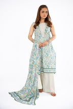 Printed White Lawn 3-Piece Unstitched Suit by The Fabric Store