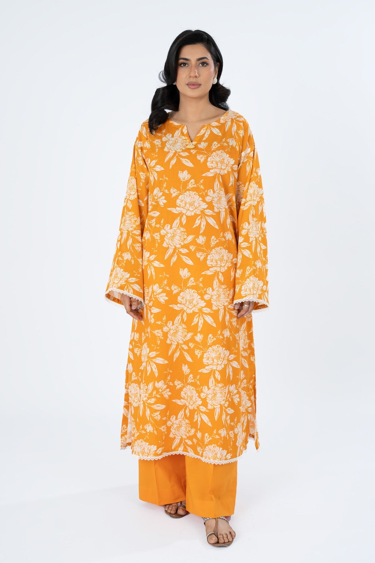 Printed Yellow Lawn 2-Piece Unstitched Suit by The Fabric Store