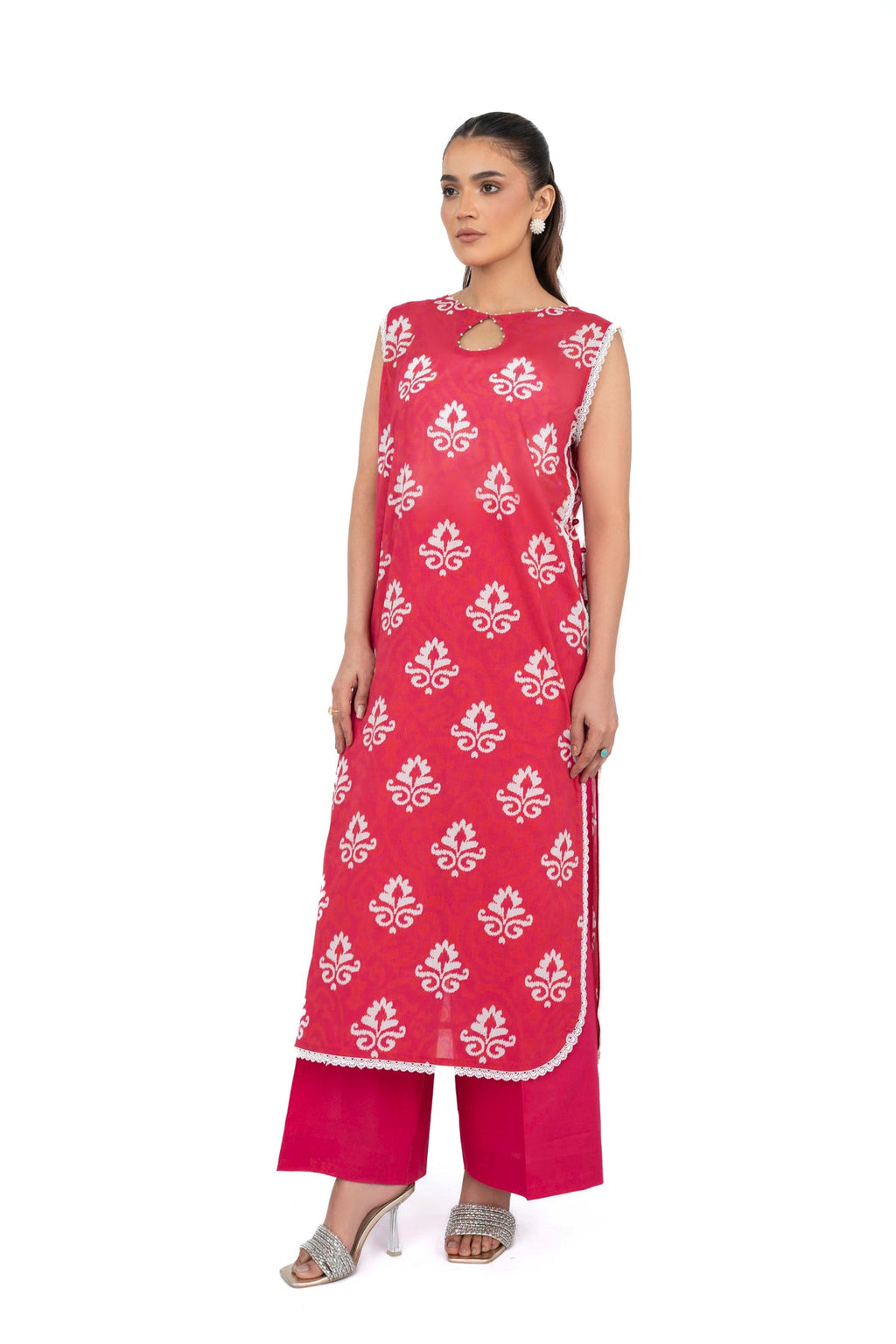 Printed Pink Lawn 2-Piece Unstitched Suit by The Fabric Store, photo 2