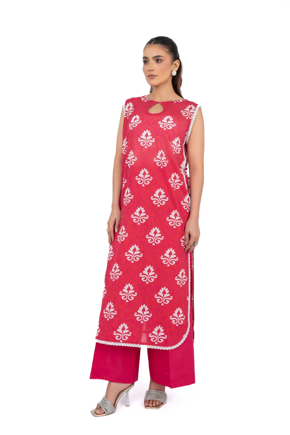 Printed Pink Lawn 2-Piece Unstitched Suit by The Fabric Store, photo 2