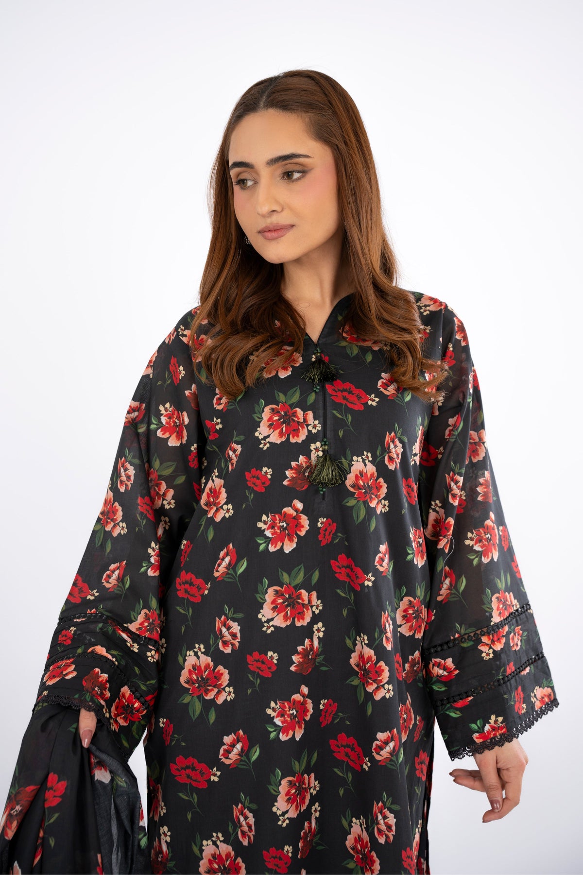 Printed Black Lawn 2-Piece Unstitched Suit by The Fabric Store, photo 3