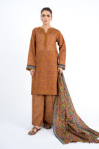 Printed Mustard Lawn 3-Piece Unstitched Suit by The Fabric Store