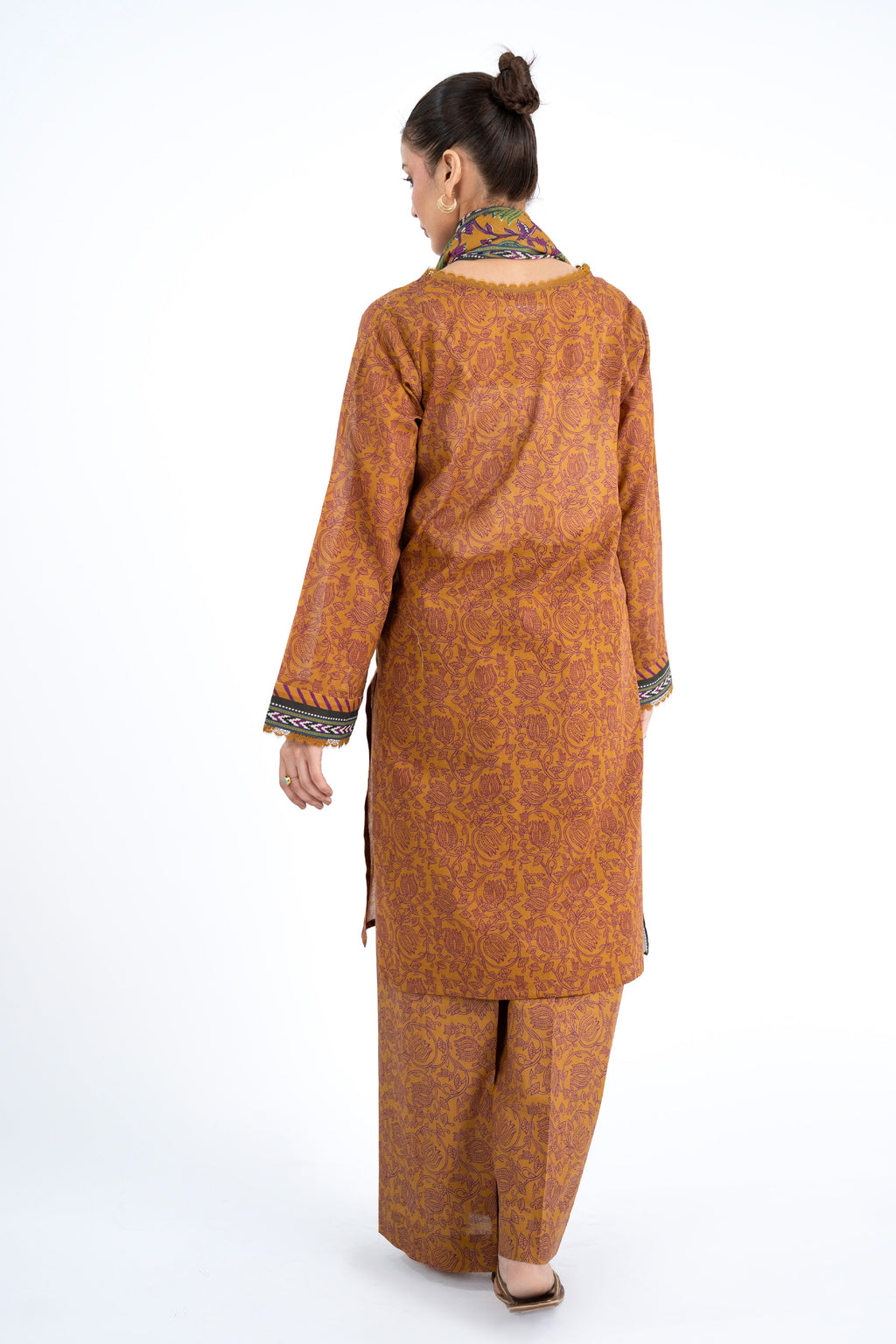 Printed Mustard Lawn 3-Piece Unstitched Suit by The Fabric Store, photo 2