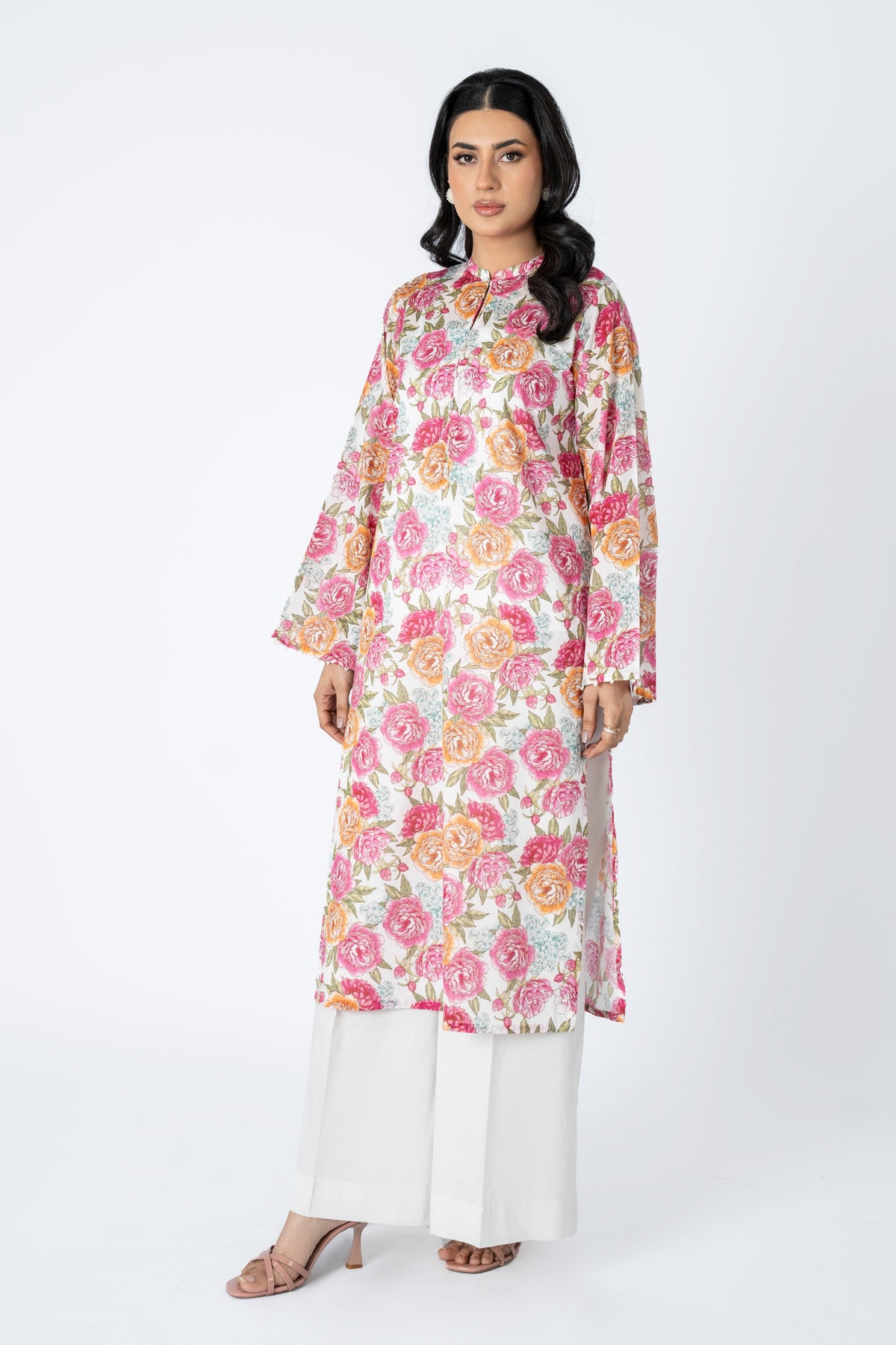 Printed Pink Lawn Pret Shirt by The Fabric Store, photo 4