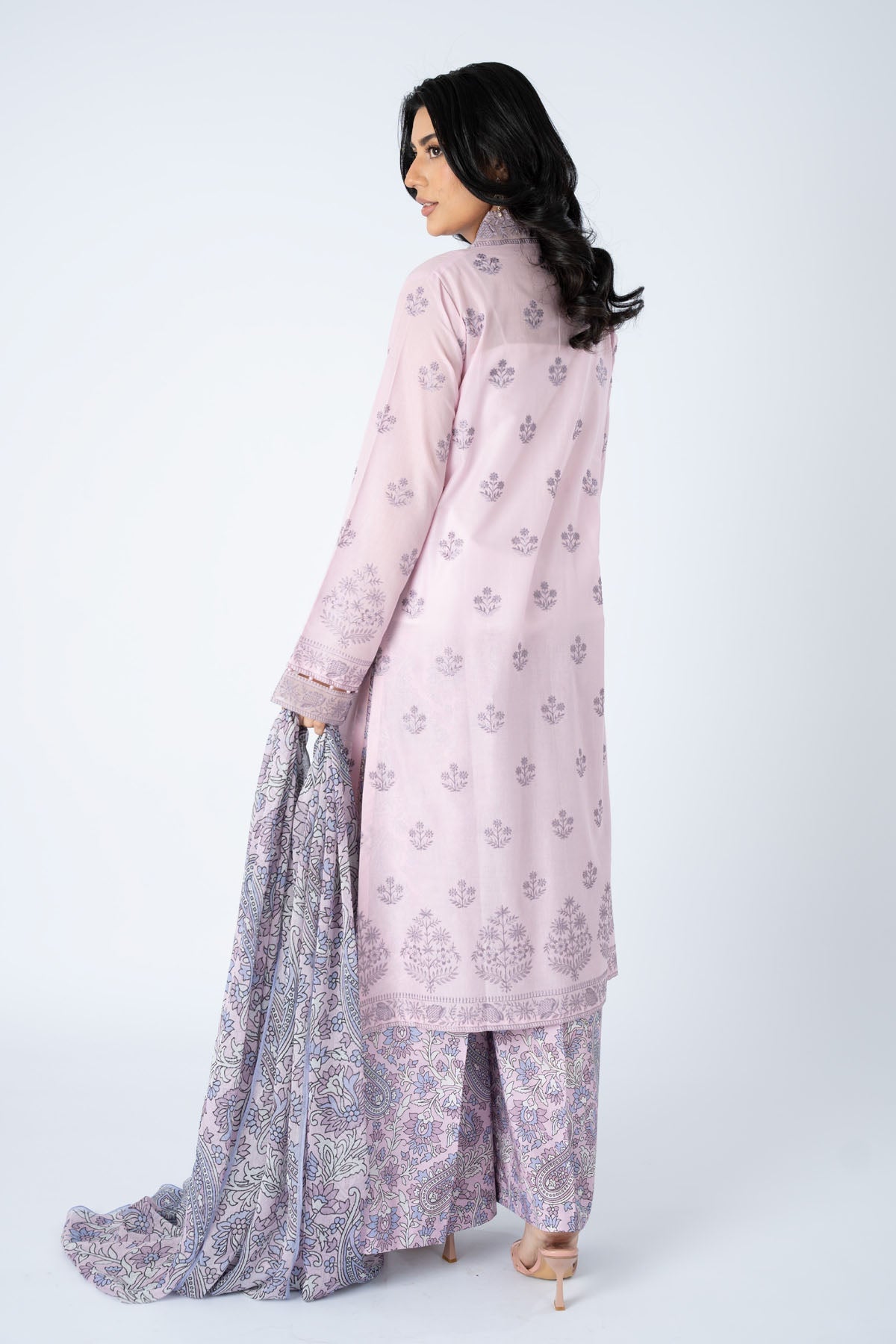 Printed & Embroidered Pink Lawn 3-Piece Unstitched Suit by The Fabric Store, photo 2