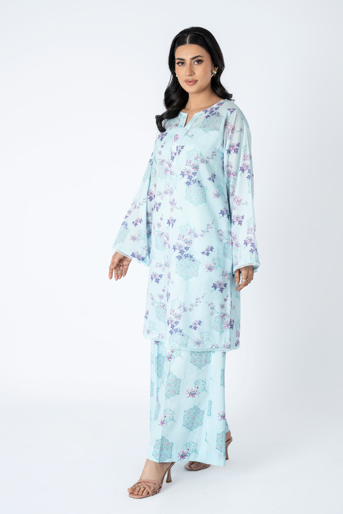 Printed L Blue Lawn 2-Piece Pret Suit by The Fabric Store, photo 4