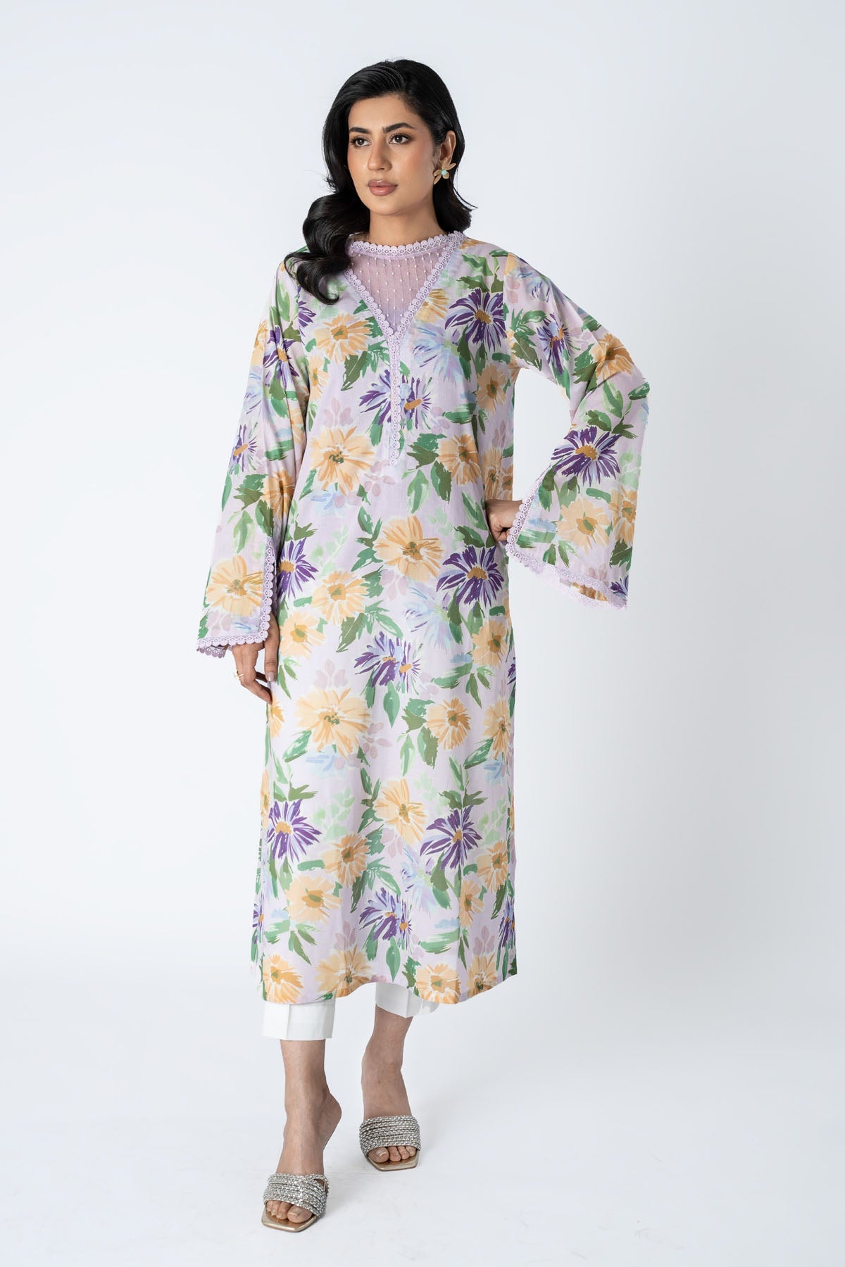 Printed Lilac Lawn Unstitched Shirt by The Fabric Store