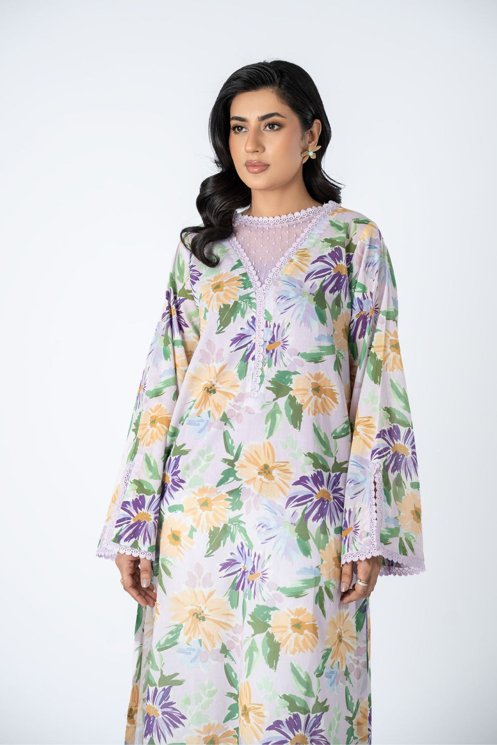 Printed Lilac Lawn Unstitched Shirt by The Fabric Store, photo 3