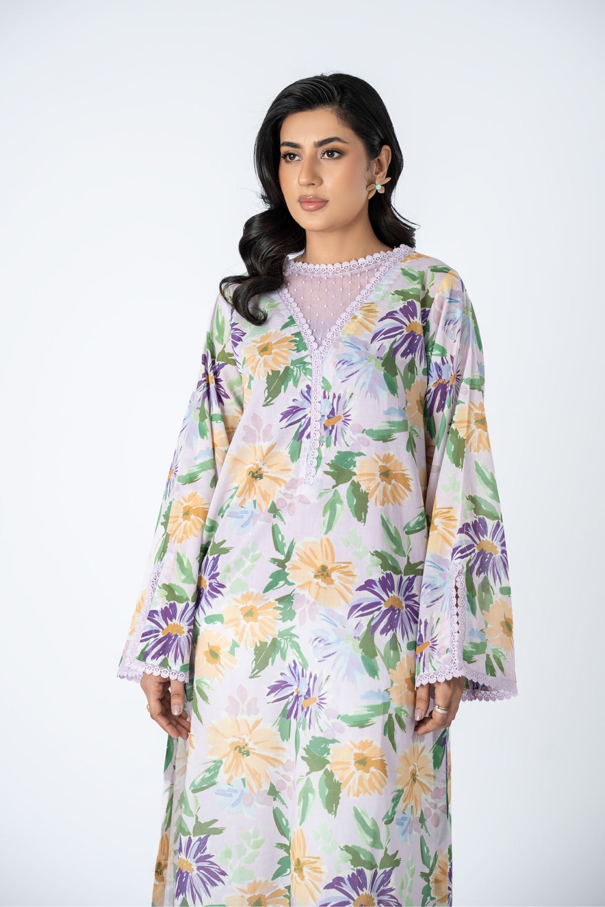 Printed Lilac Lawn Unstitched Shirt by The Fabric Store, photo 3