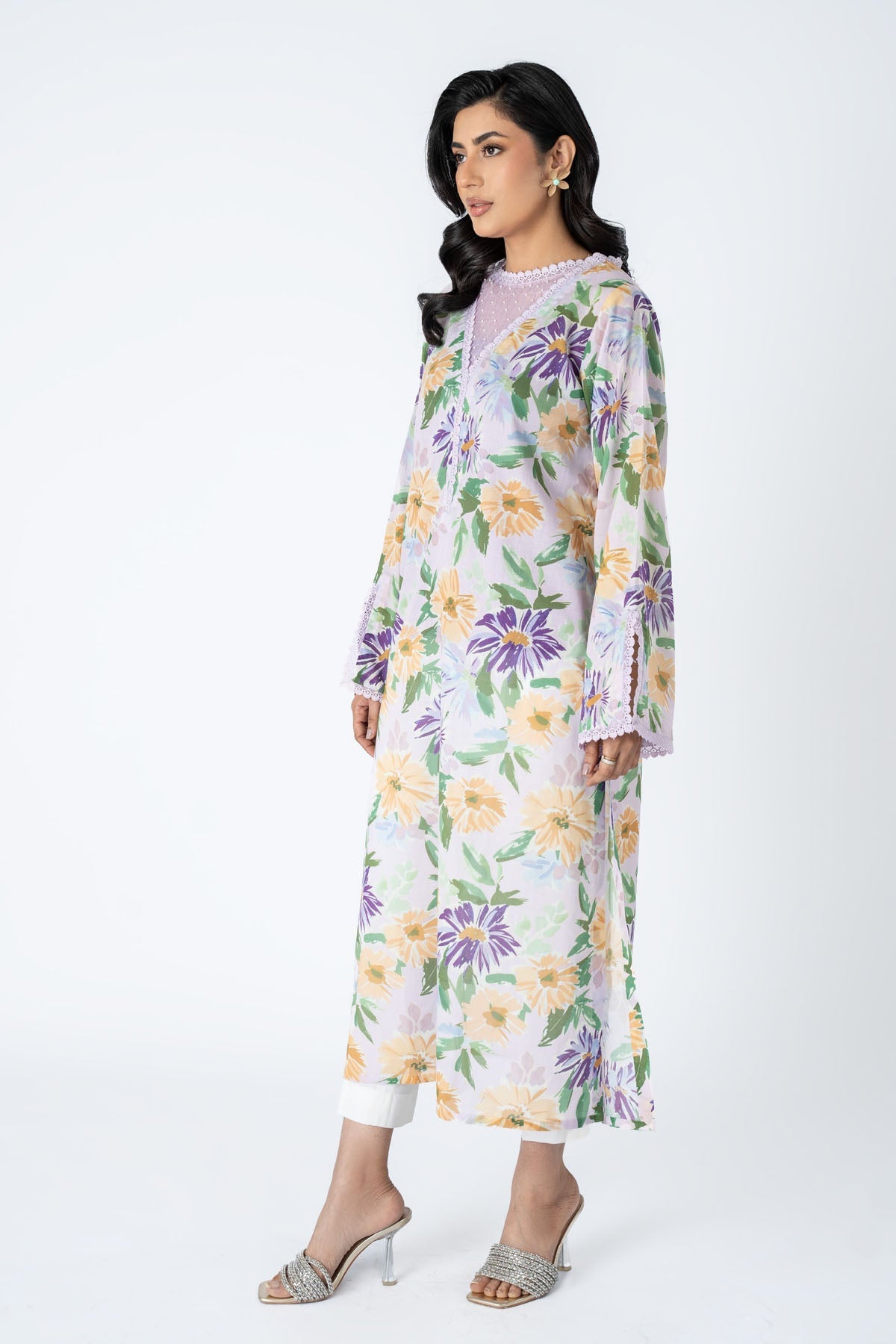 Printed Lilac Lawn Unstitched Shirt by The Fabric Store, photo 4