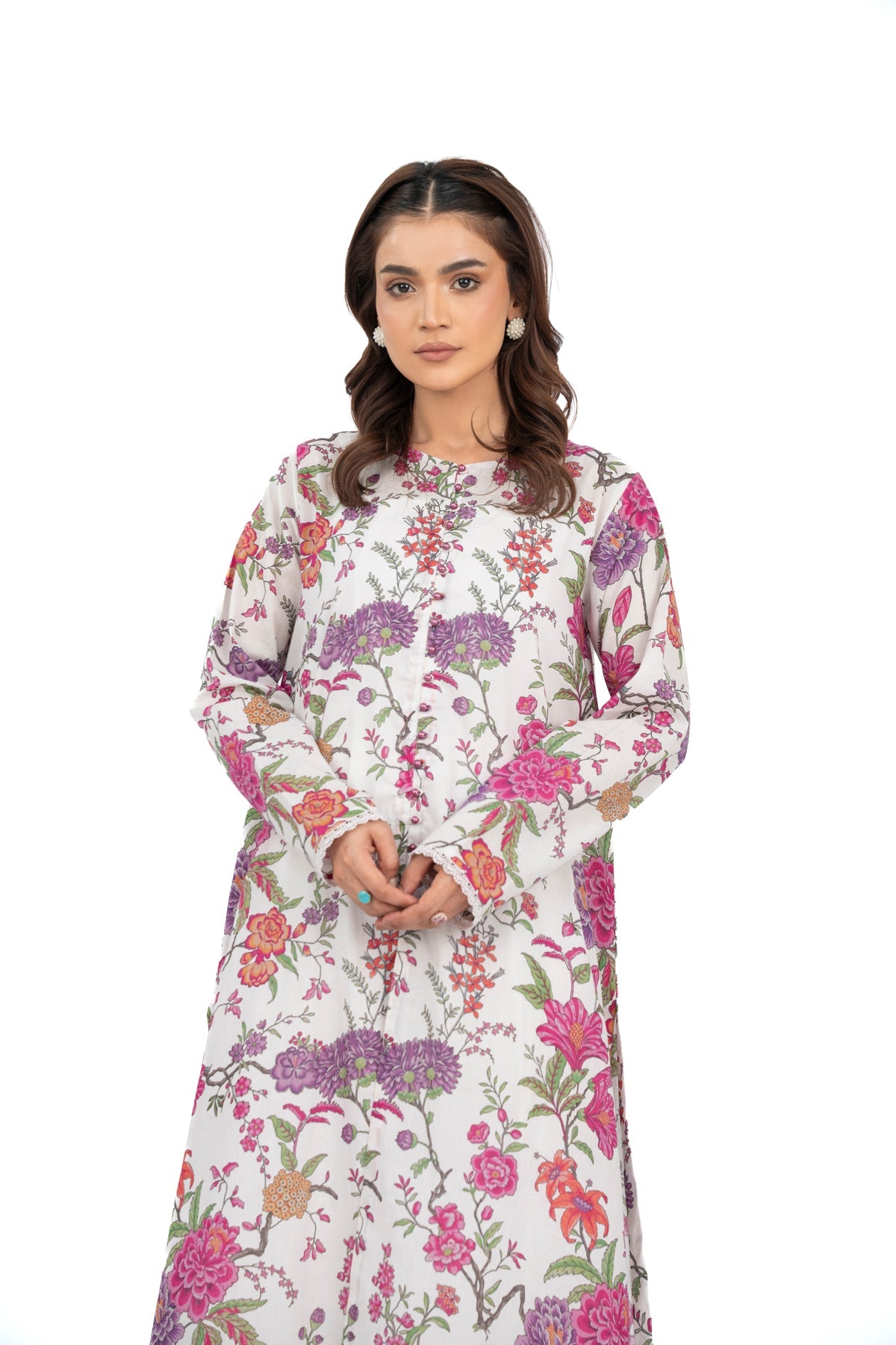 Printed White Lawn Unstitched Shirt by The Fabric Store, photo 4