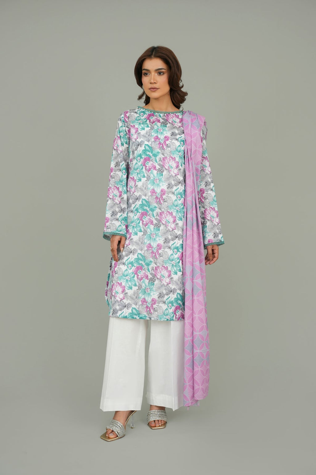 Printed White Lawn 2-Piece Unstitched Suit by The Fabric Store