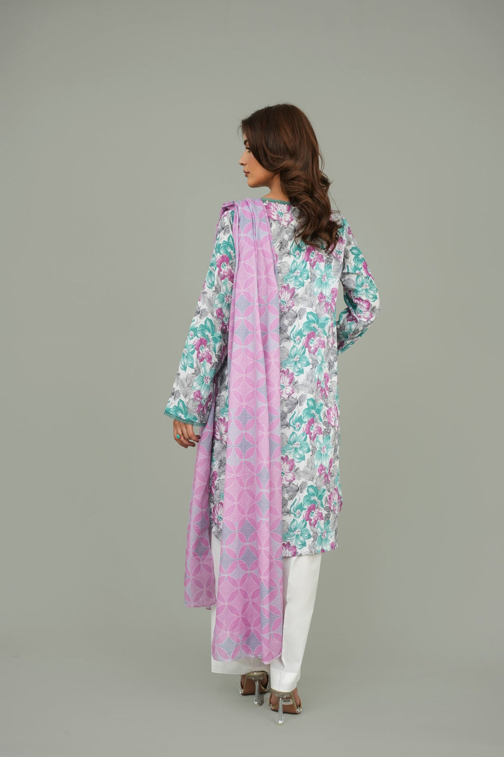 Printed White Lawn 2-Piece Unstitched Suit by The Fabric Store, photo 3