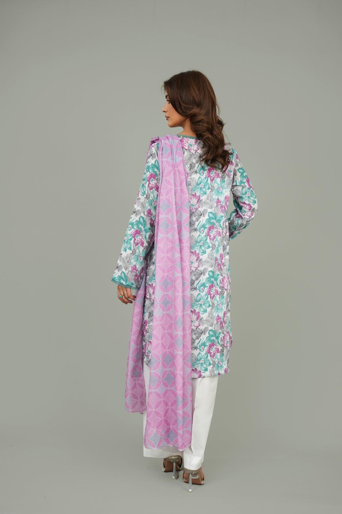 Printed White Lawn 2-Piece Unstitched Suit by The Fabric Store, photo 3