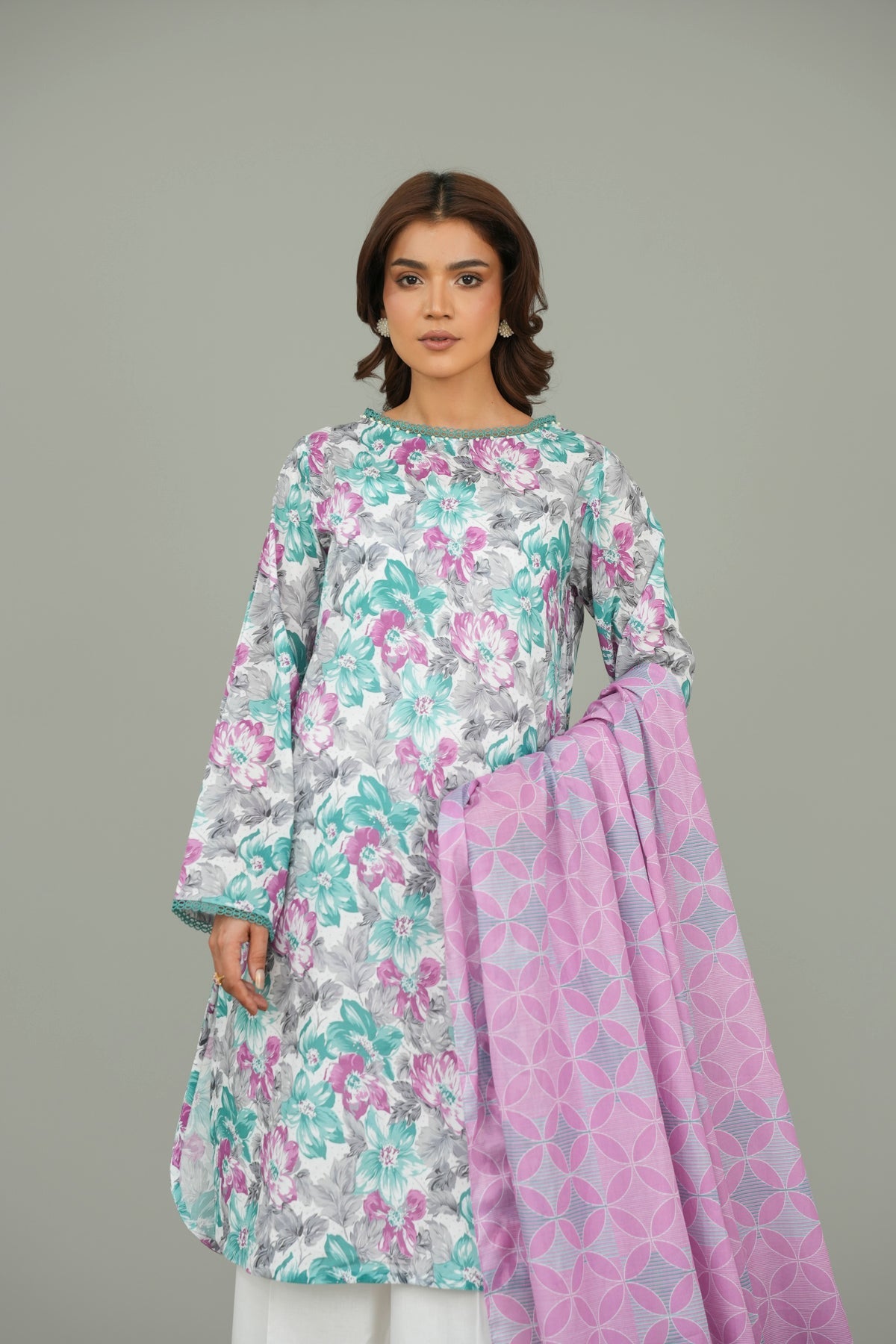 Printed White Lawn 2-Piece Unstitched Suit by The Fabric Store, photo 4