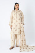 Embroidered Beige Lawn 3-Piece Pret Suit by The Fabric Store