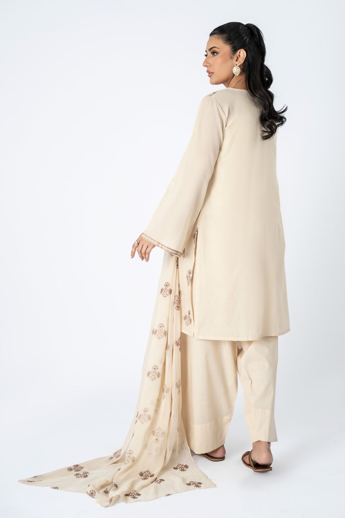 Embroidered Beige Lawn 3-Piece Pret Suit by The Fabric Store, photo 2