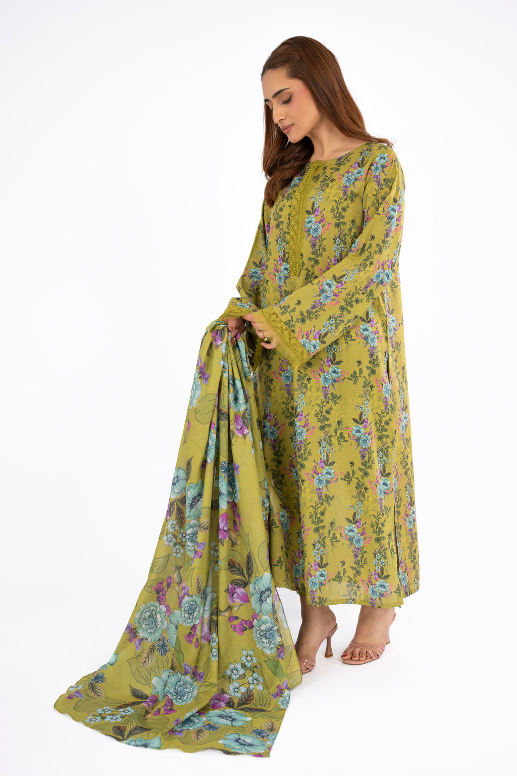 Printed Green Lawn 2-Piece Unstitched Suit by The Fabric Store, photo 4