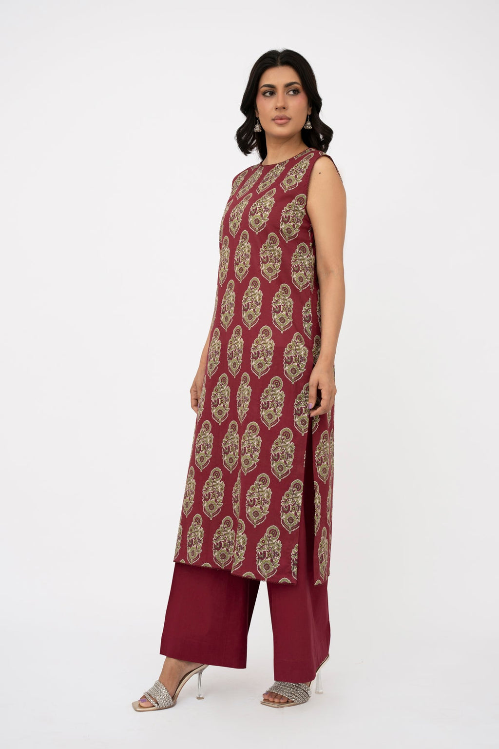 Printed Red Lawn Unstitched Shirt by The Fabric Store, photo 3