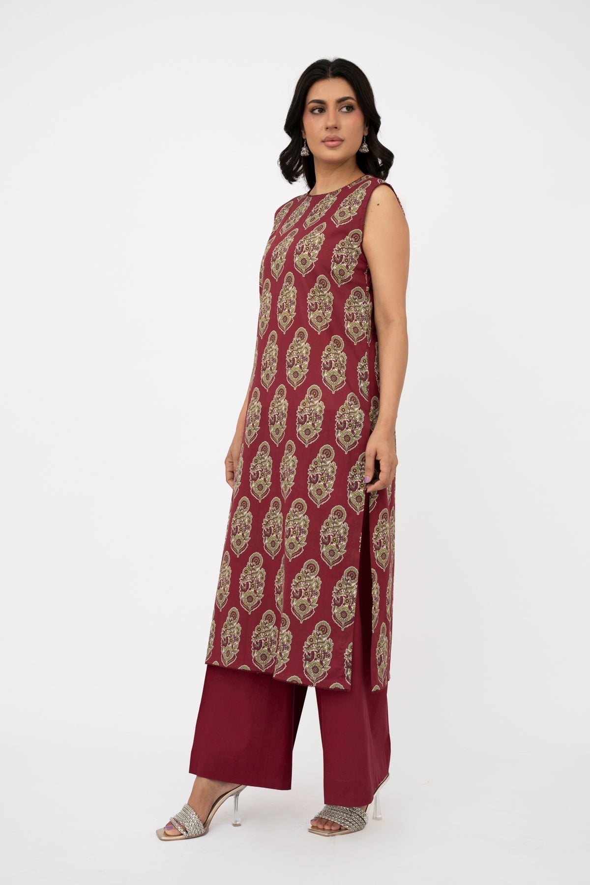 Printed Red Lawn Unstitched Shirt by The Fabric Store, photo 3