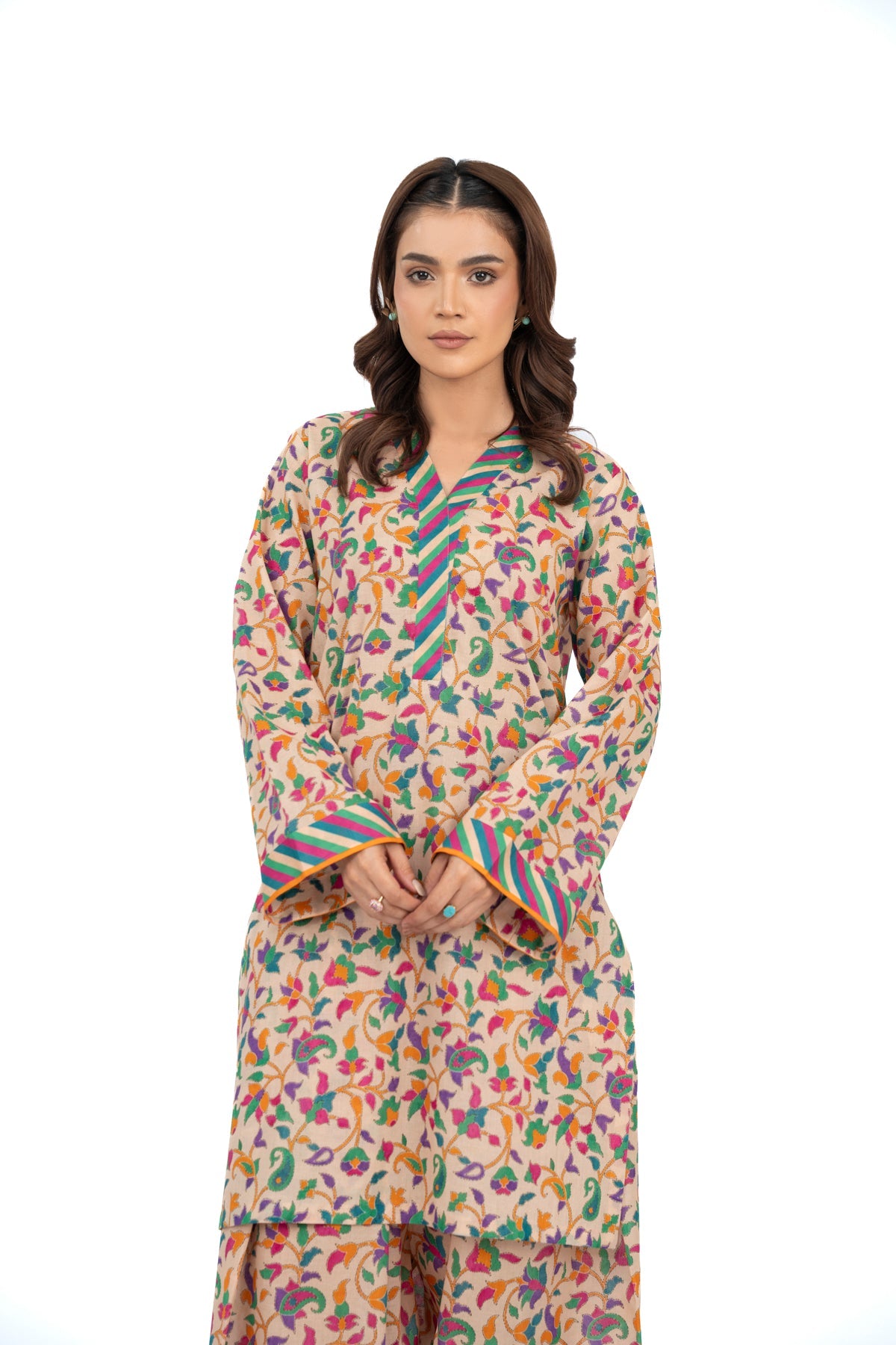Printed Beige Lawn Unstitched Shirt by The Fabric Store, photo 4