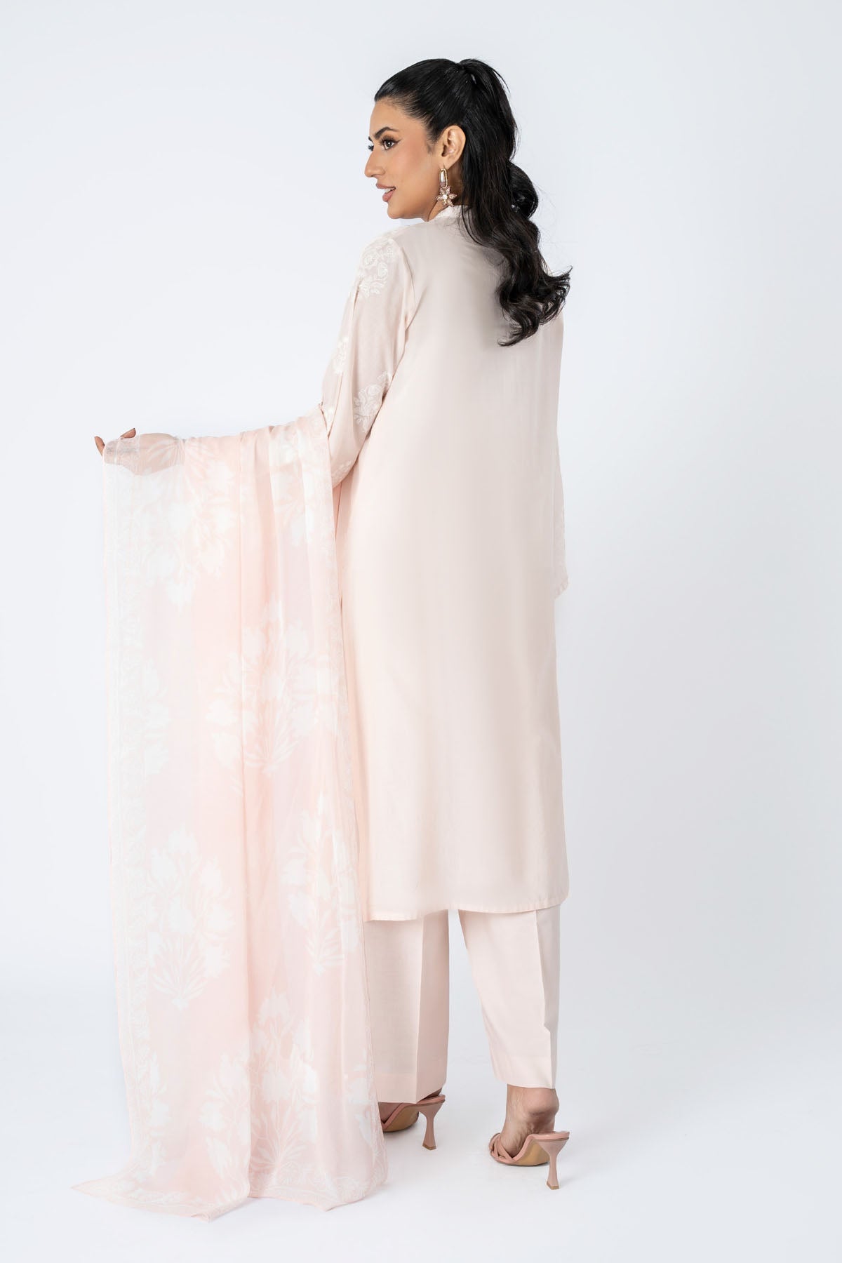 Embroidered & Embellished Peach Lawn 3-Piece Pret Suit by The Fabric Store, photo 2