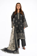 Printed Charcoal Lawn 3-Piece Unstitched Suit by The Fabric Store