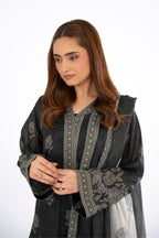 Printed Charcoal Lawn 3-Piece Unstitched Suit by The Fabric Store, photo 3