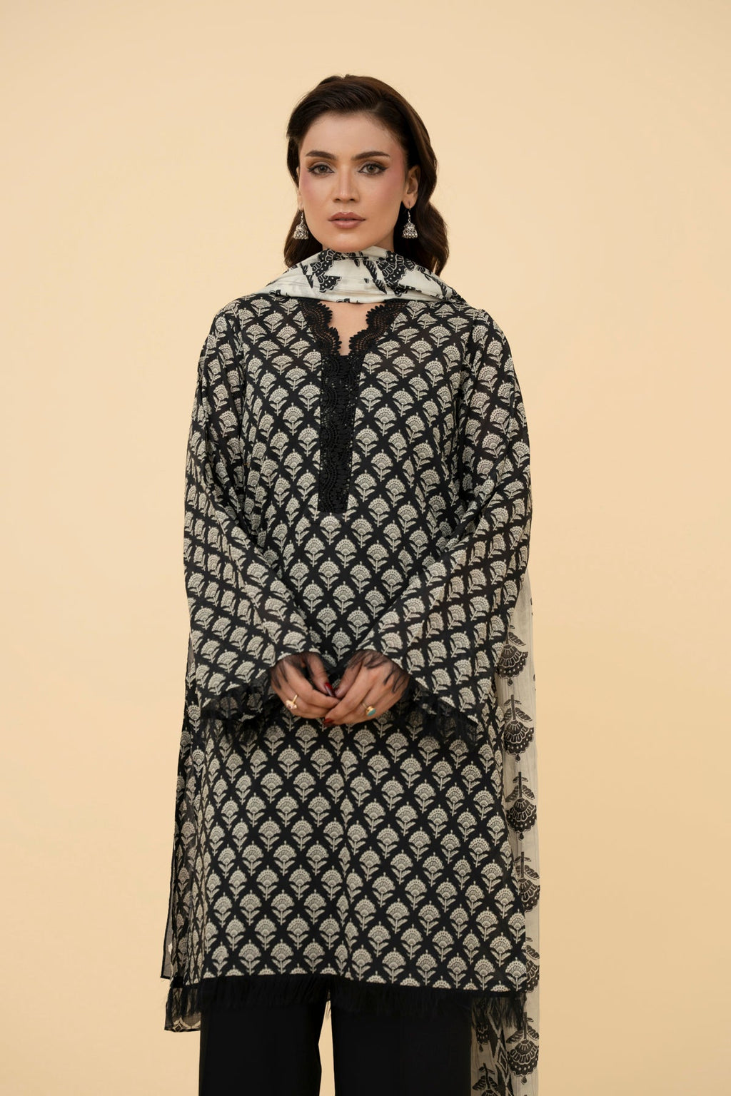 Printed Black Lawn 2-Piece Unstitched Suit by The Fabric Store, photo 2