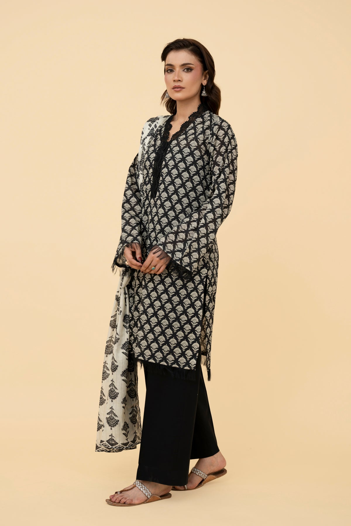 Printed Black Lawn 2-Piece Unstitched Suit by The Fabric Store, photo 4