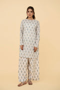 Printed Beige Lawn 2-Piece Unstitched Suit by The Fabric Store