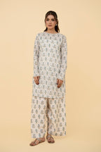 Printed Beige Lawn 2-Piece Unstitched Suit by The Fabric Store