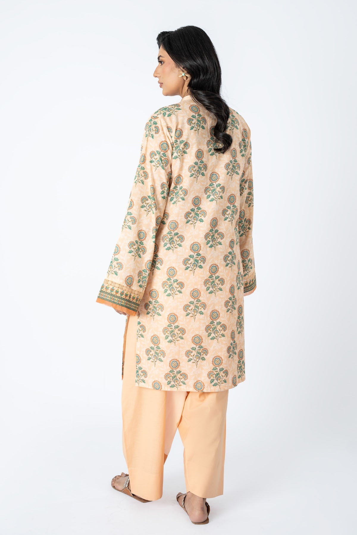 Printed Peach Lawn 2-Piece Unstitched Suit by The Fabric Store, photo 2