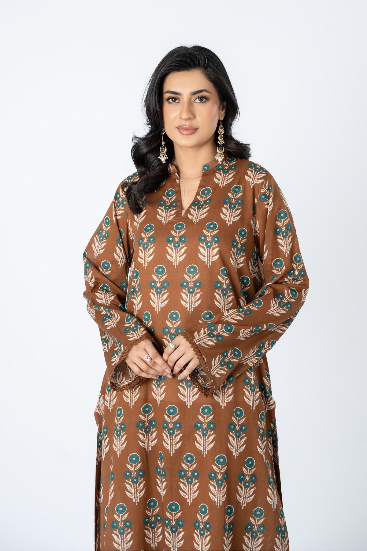Printed Brow Lawn Unstitched Shirt by The Fabric Store, photo 3