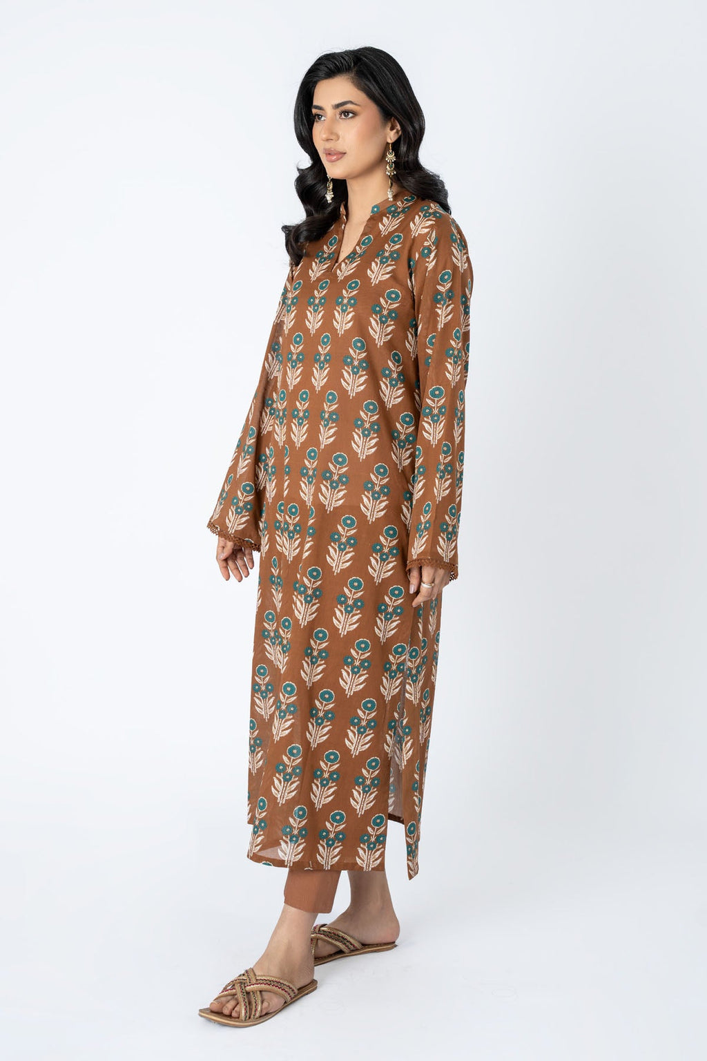 Printed Brow Lawn Unstitched Shirt by The Fabric Store, photo 4