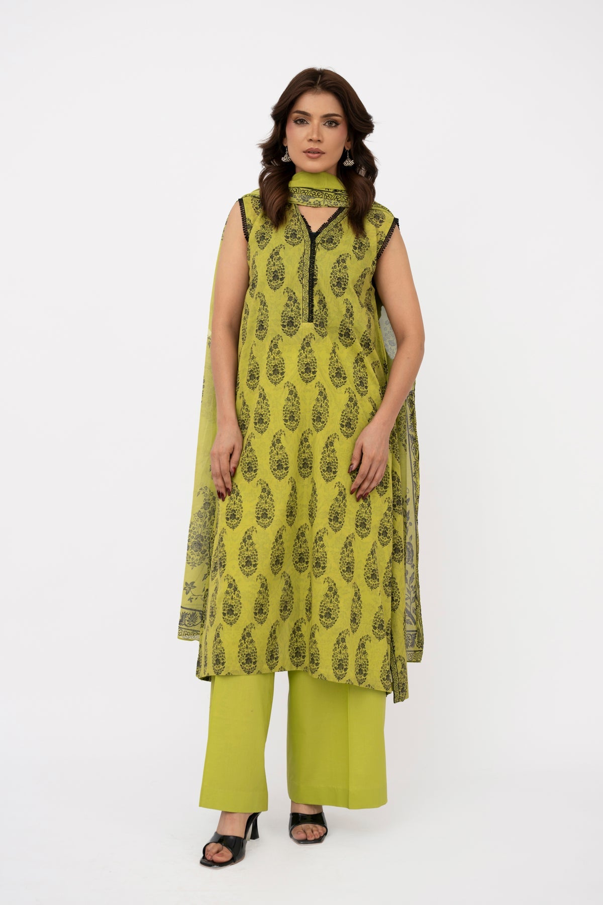 Printed Green Lawn 3-Piece Unstitched Suit by The Fabric Store
