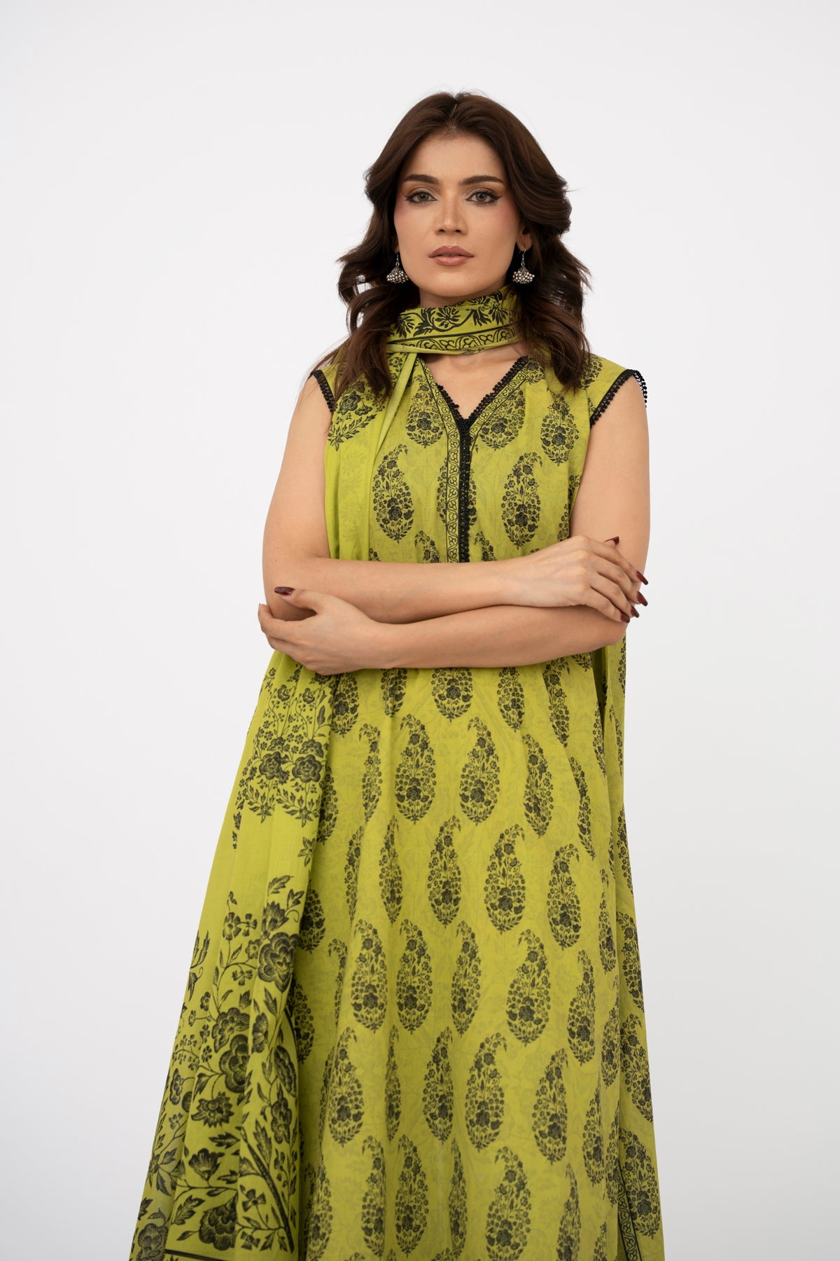 Printed Green Lawn 3-Piece Unstitched Suit by The Fabric Store, photo 2