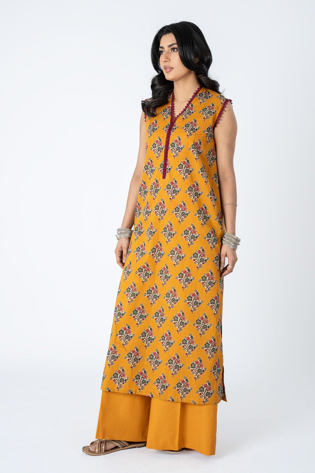 Printed Yellow Lawn Unstitched Shirt by The Fabric Store, photo 4