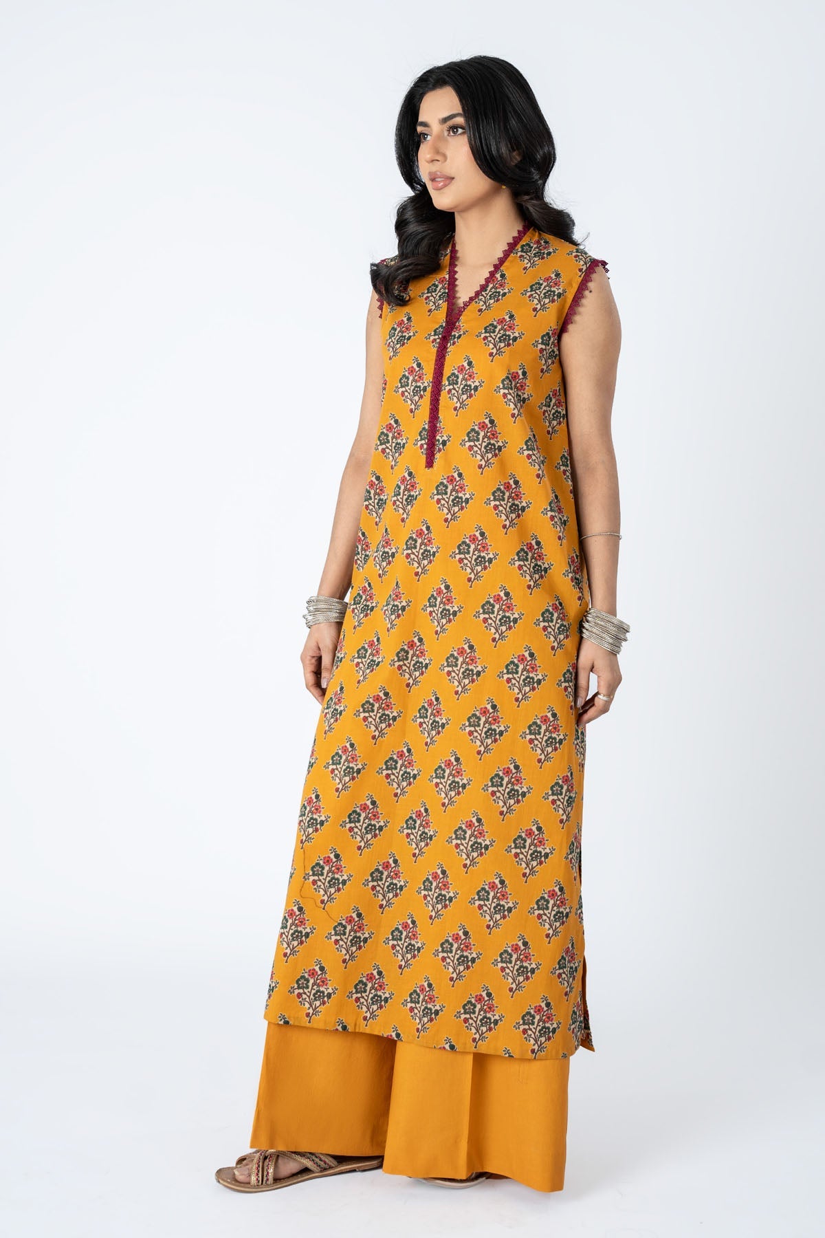 Printed Yellow Lawn Unstitched Shirt by The Fabric Store, photo 4