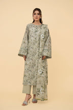 Printed Green Lawn 3-Piece Unstitched Suit by The Fabric Store