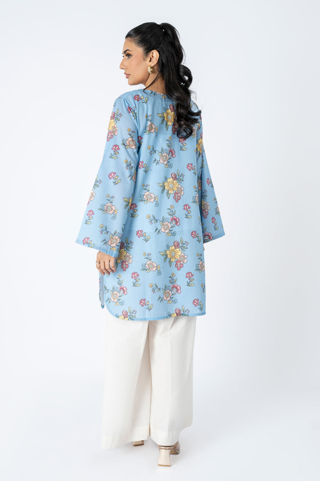 Printed Blue Lawn Pret Shirt by The Fabric Store, photo 2