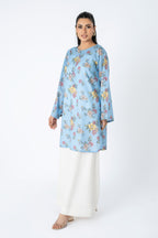 Printed Blue Lawn Pret Shirt by The Fabric Store, photo 4